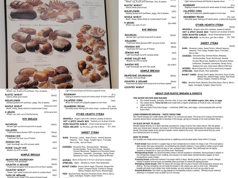 BreadHaus Menu