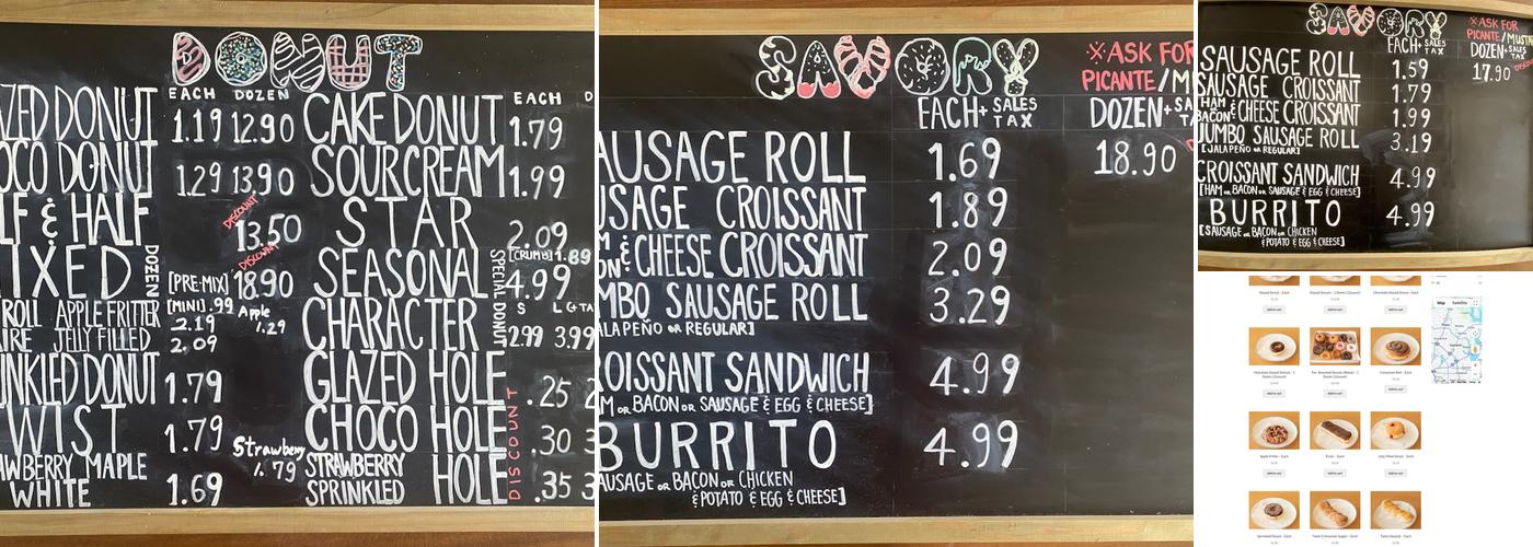 Sara Donut Menu