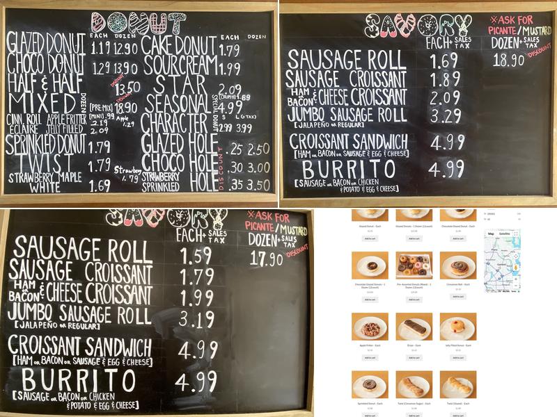 Sara Donut Menu