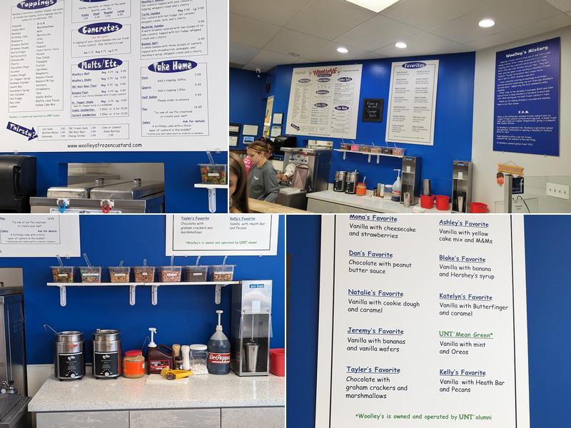 Woolley's Frozen Custard Menu