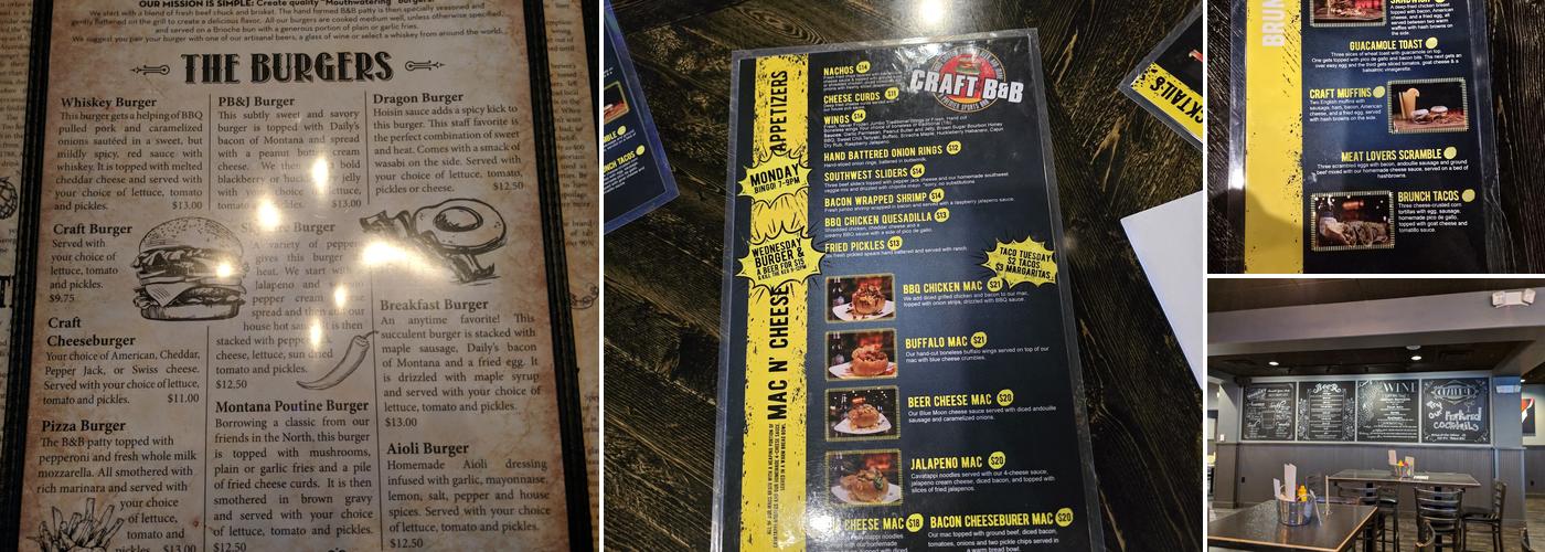 Craft B&B Menu