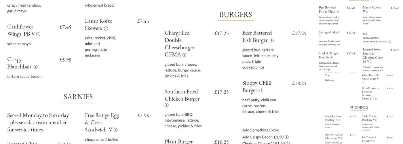 Eel Pie Pub & Restaurant, Twickenham Menu