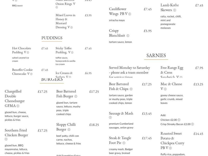 Eel Pie Pub & Restaurant, Twickenham Menu
