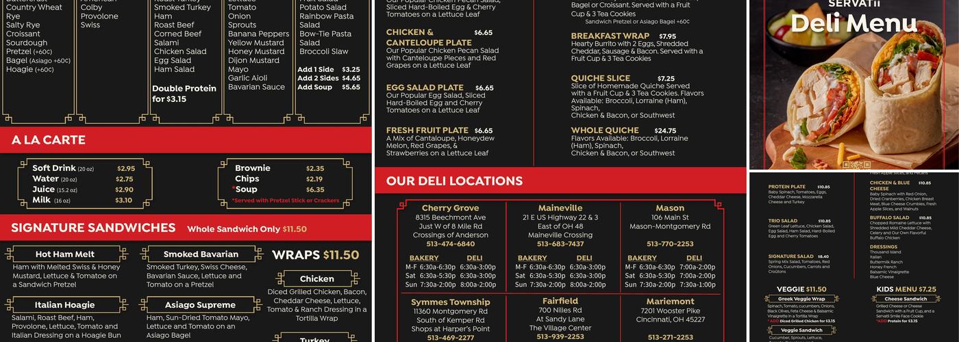 Servatii Blue Ash Menu