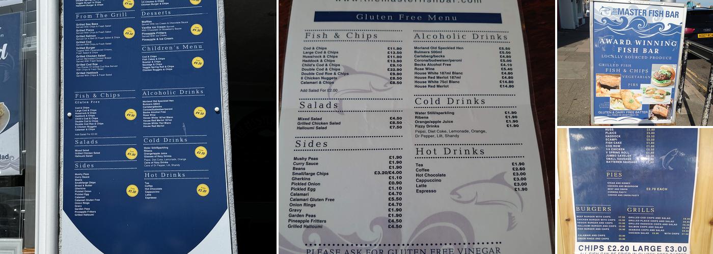 The Master Fish Bar Menu