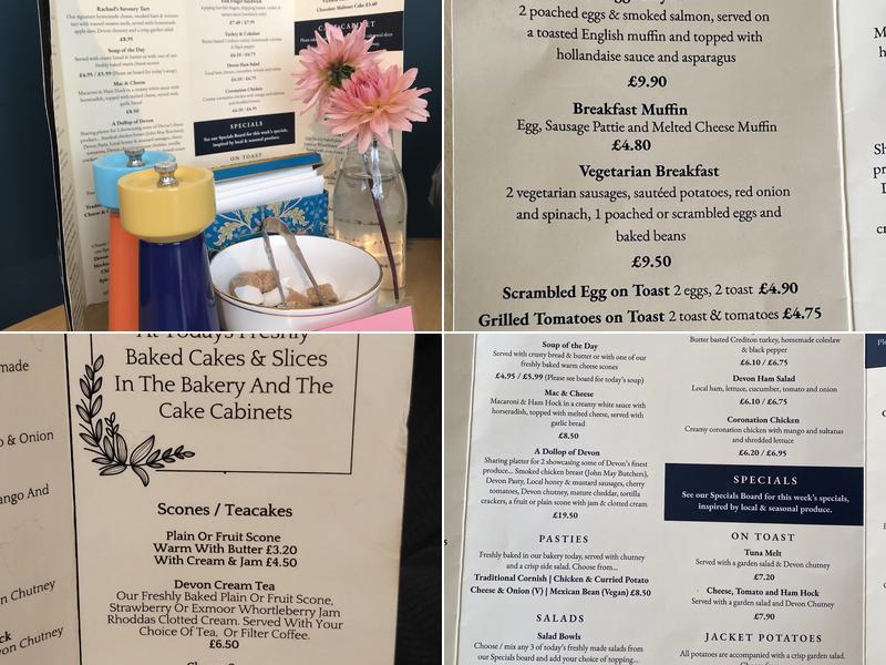 Rachel's tearoom and Bakery Menu