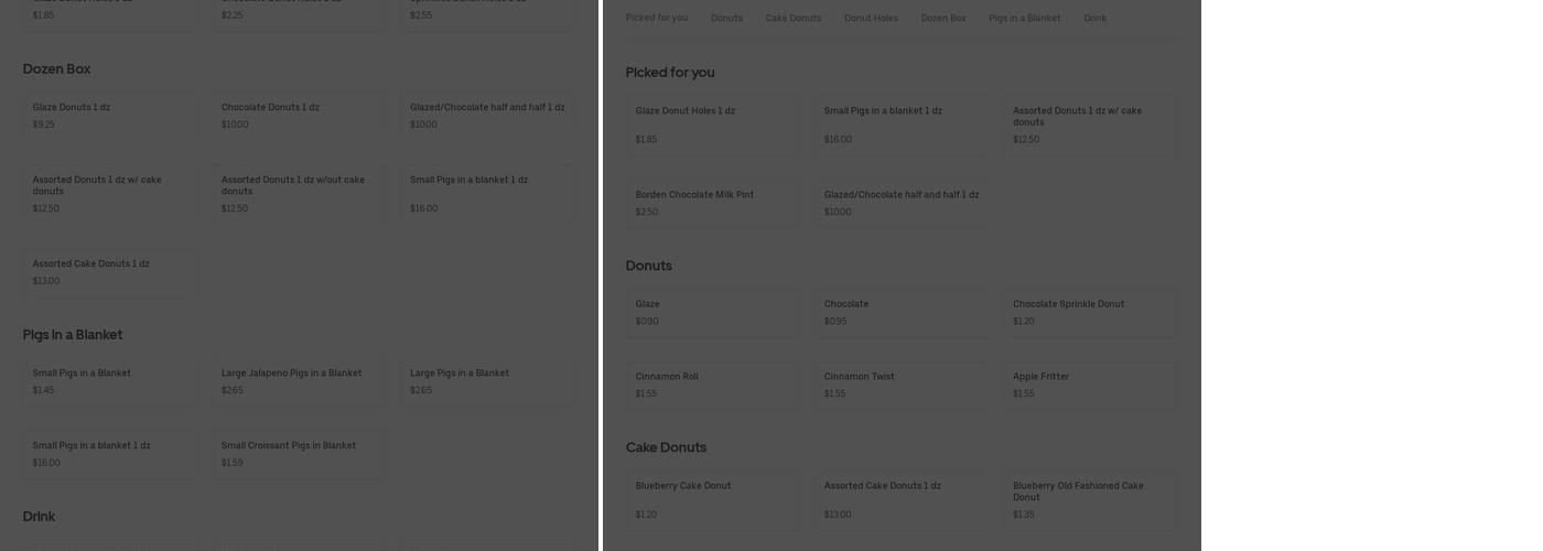Donuts & Coffee Menu