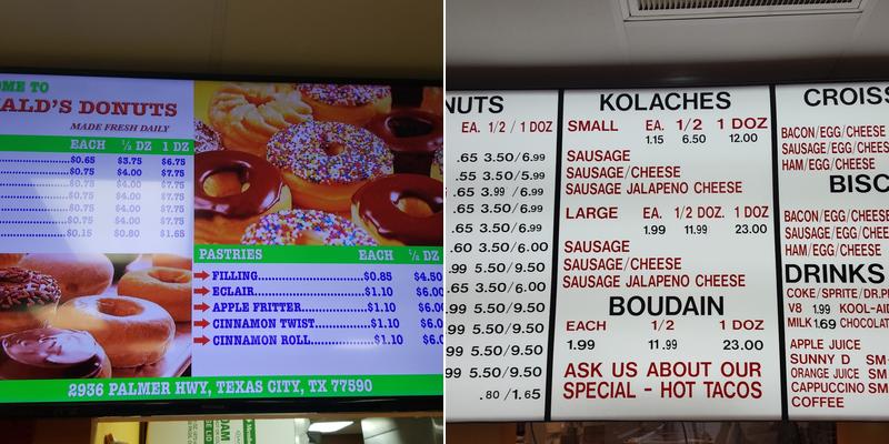 Donald Donuts Menu