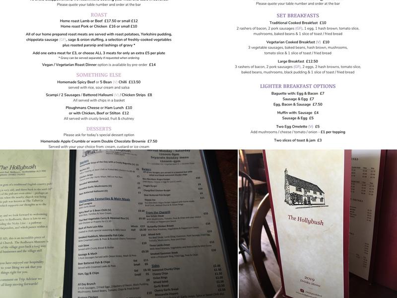 The Hollybush Menu