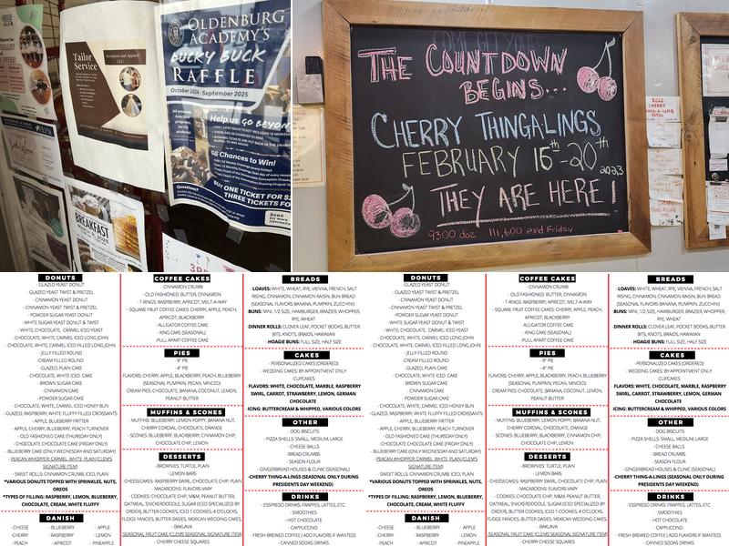 Schmidt Bakery Menu