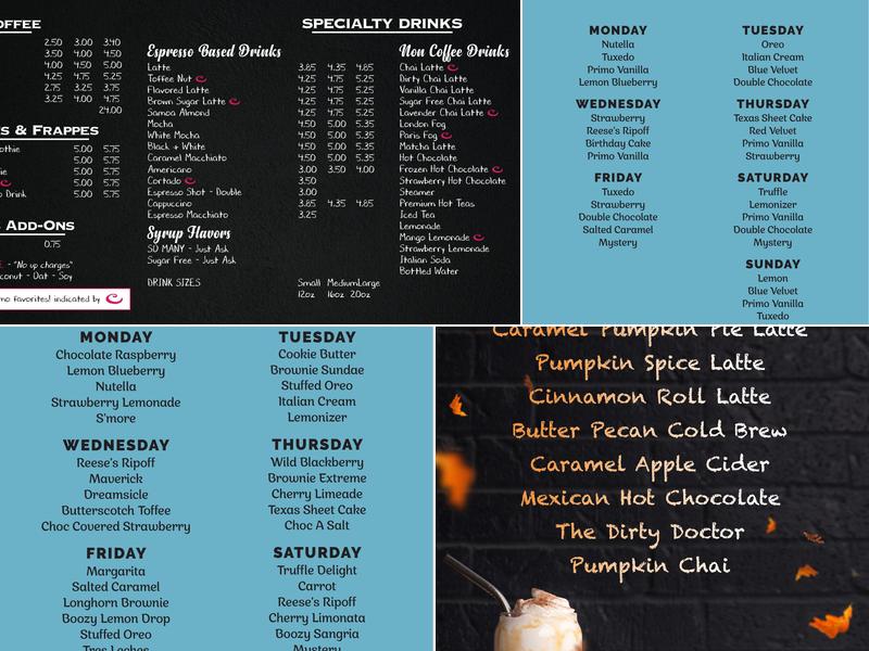 Cupprimo Menu