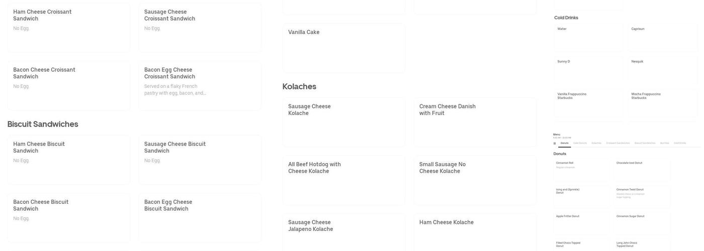 Fresh Donuts Menu