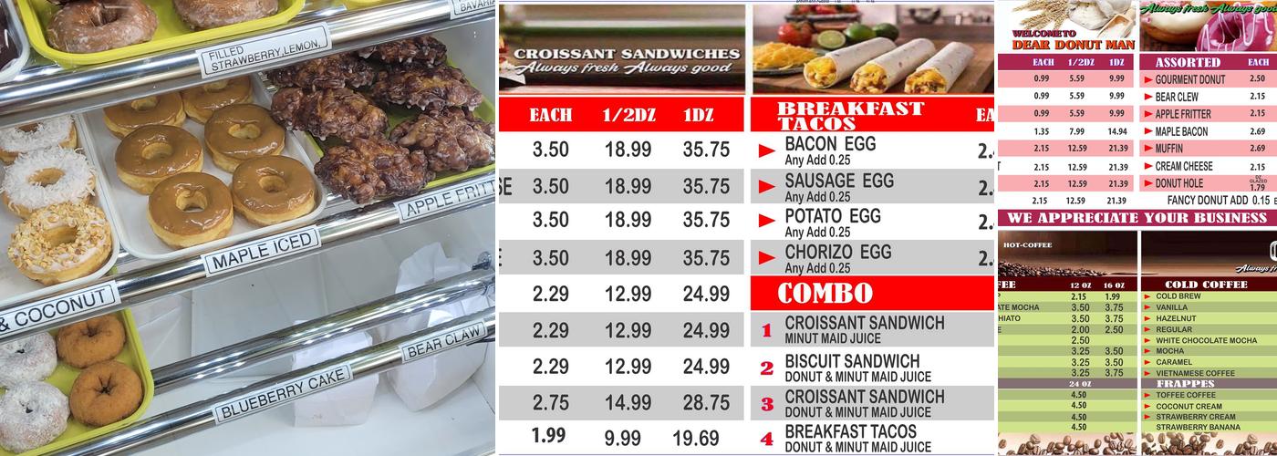 Dear Donut Man-Alvin Menu