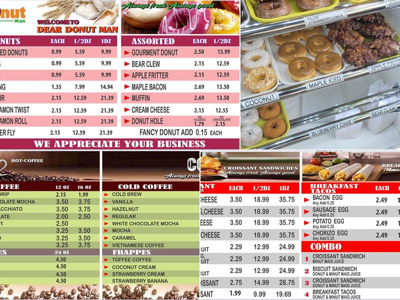 Dear Donut Man-Alvin Menu