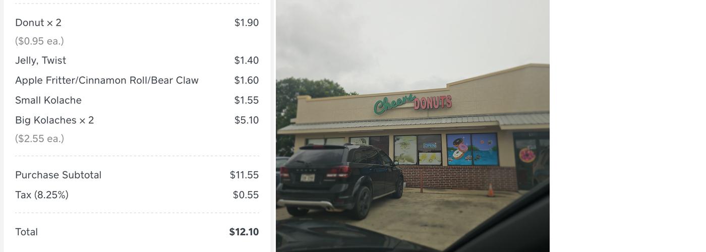 Cheers Donuts Menu