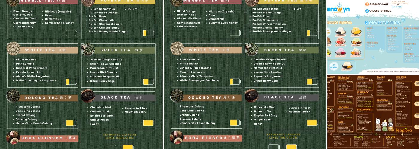 Teapioca Lounge Menu