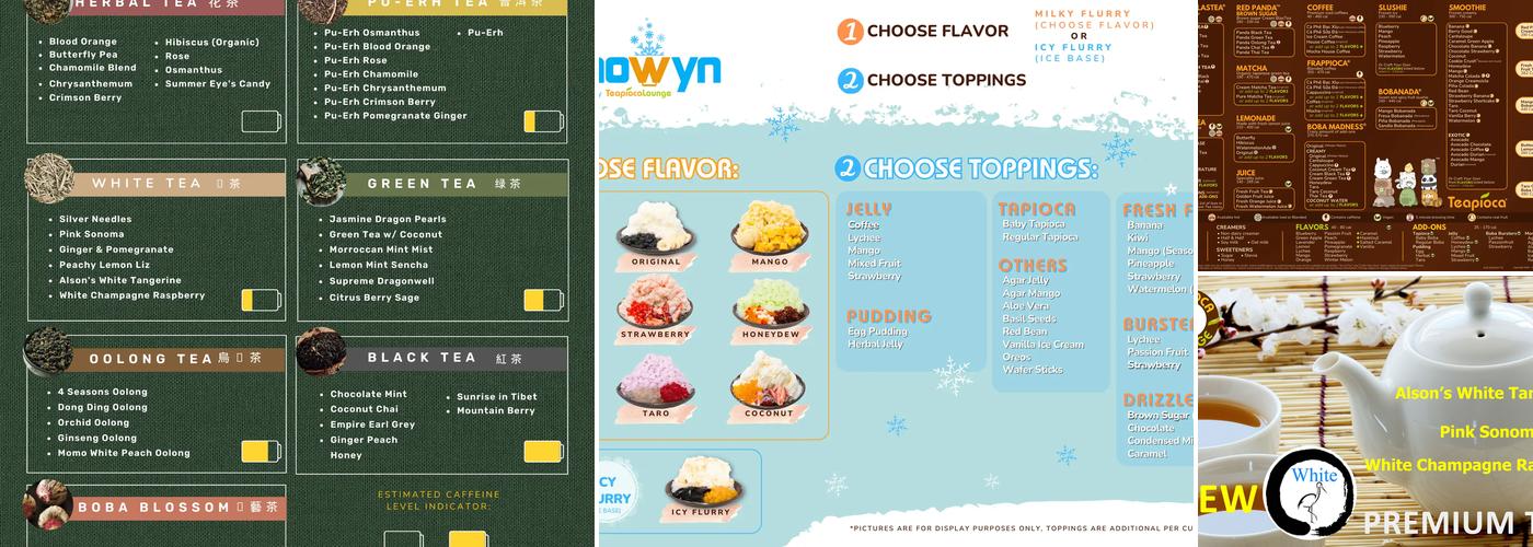 Teapioca Lounge Menu