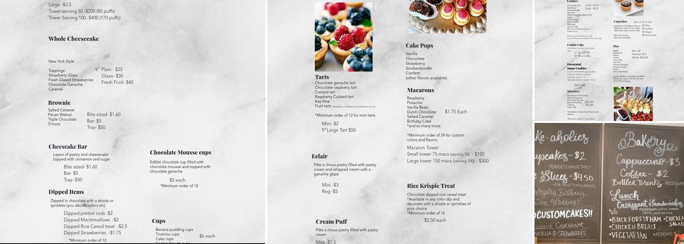 Cake-Aholics Bakery Menu