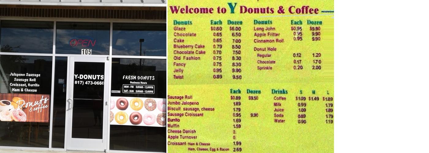 Y Donuts Menu