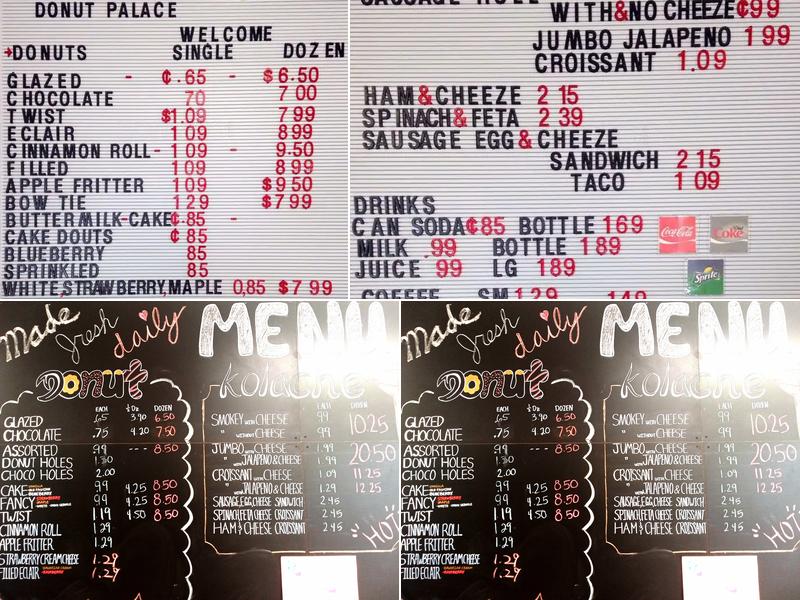 Donut Palace Menu