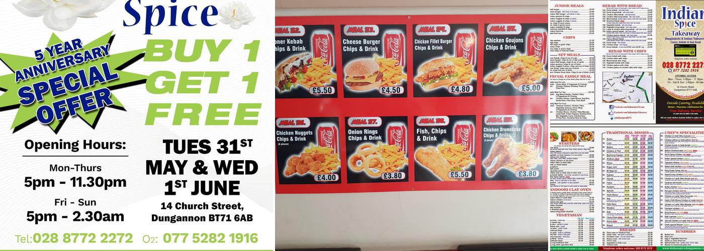 Indian Spice Takeaway Dungannon Menu