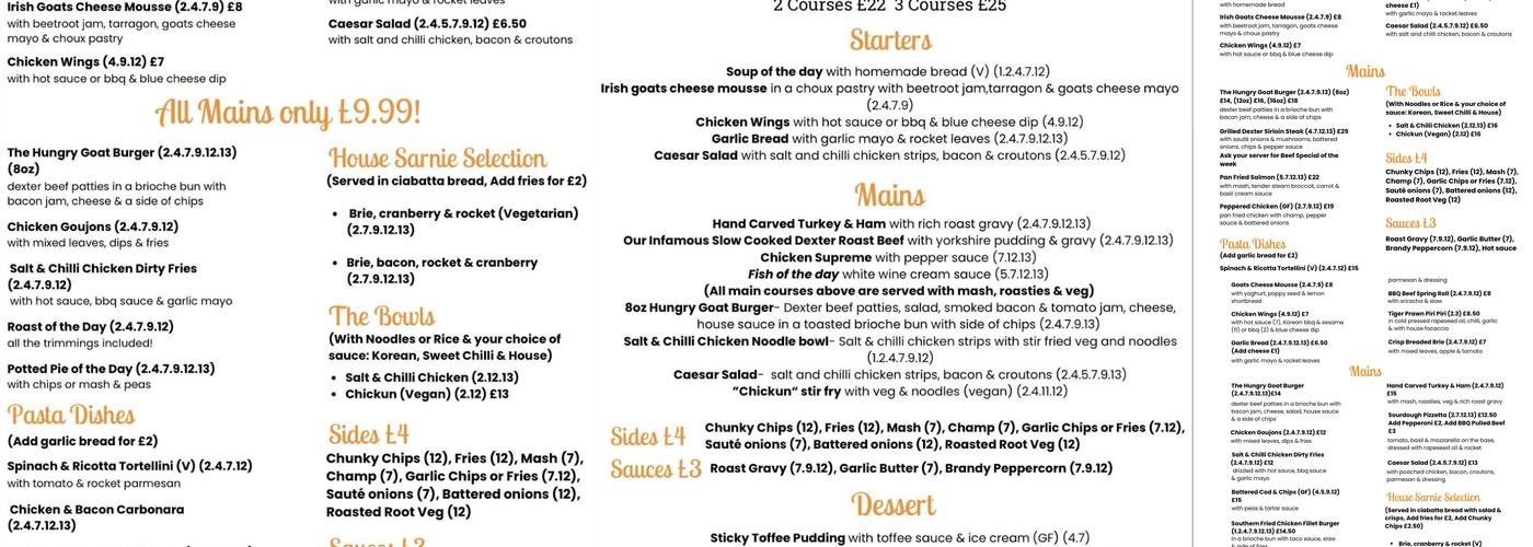 The Hungry Goat Restaurant Menu