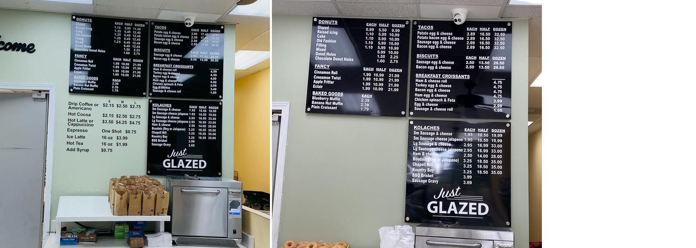 Just Glazed Donuts Menu