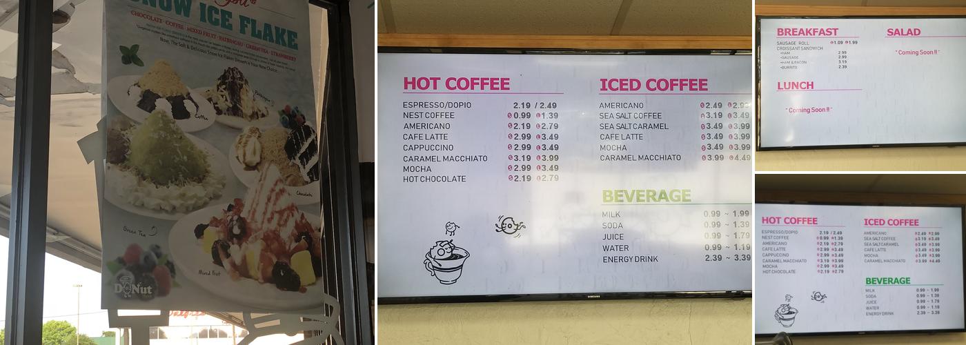 The Donut Nest Menu