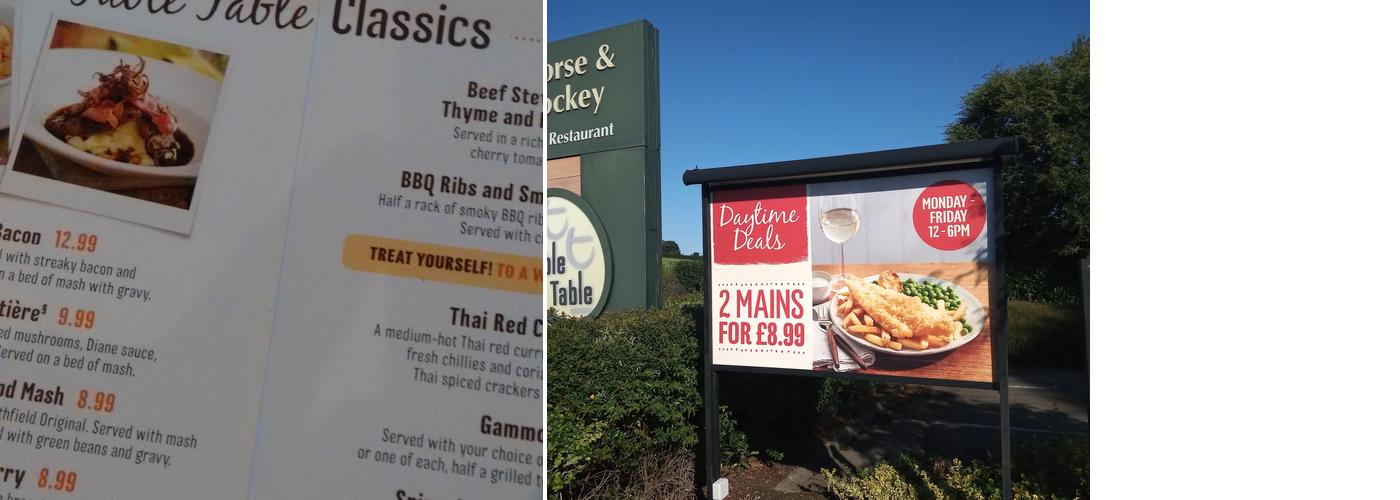 Horse & Jockey Table Table Menu