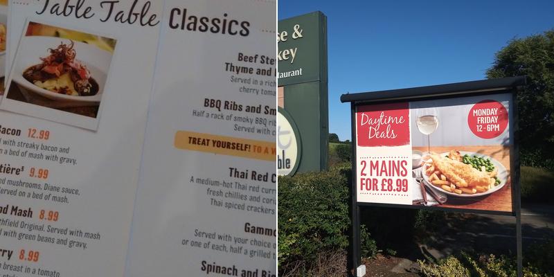 Horse & Jockey Table Table Menu