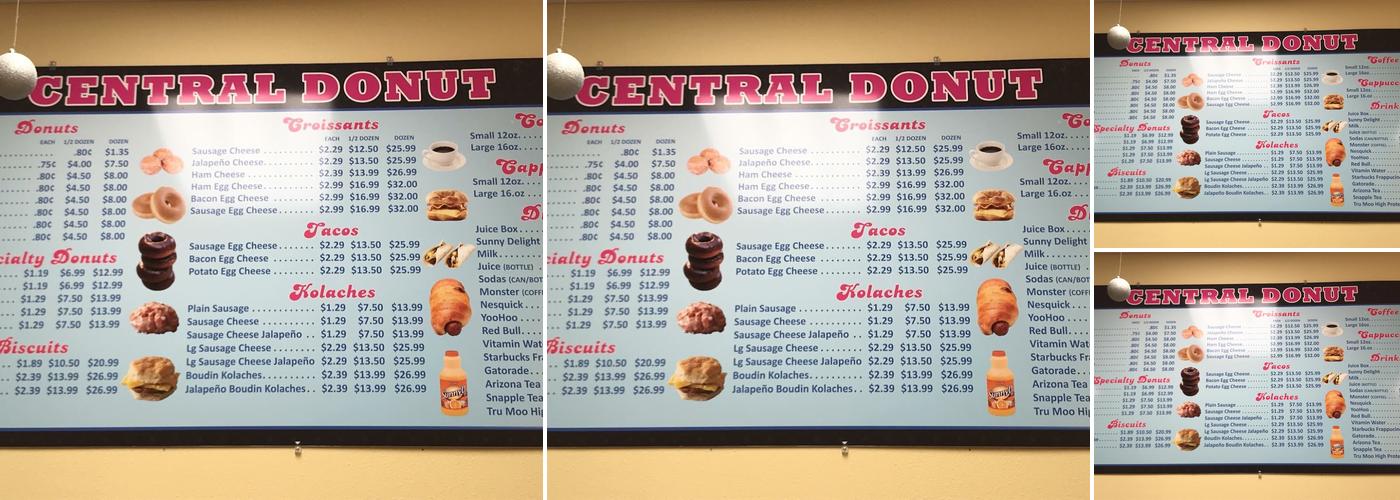 Central Donut Menu