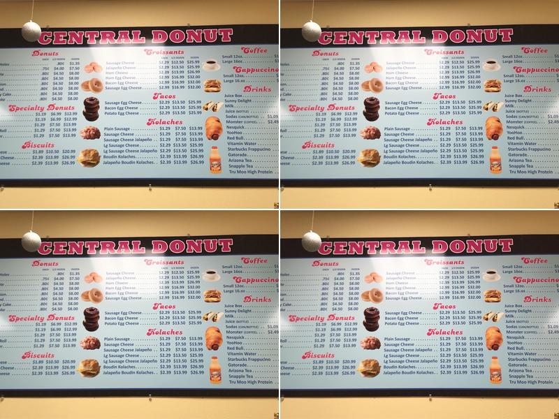 Central Donut Menu