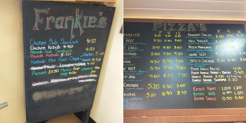 Frankies Pizza Shop Menu