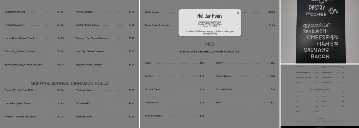 Lone Pine Bakery Menu