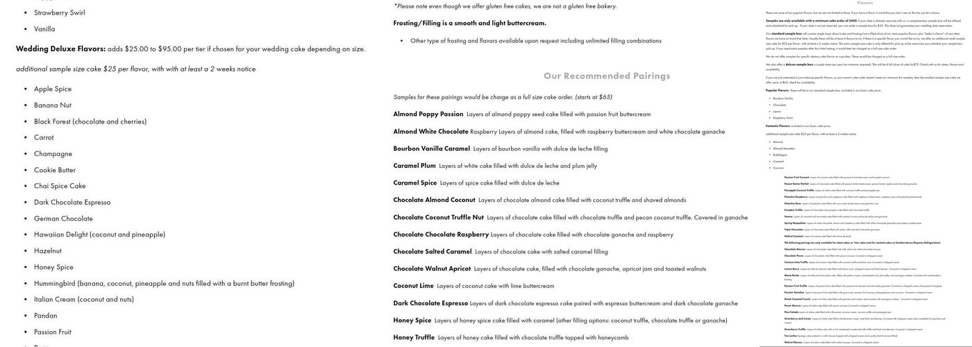 Cake by Alessandra (by appointment only) Menu