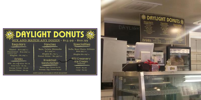 Daylight Donuts Menu
