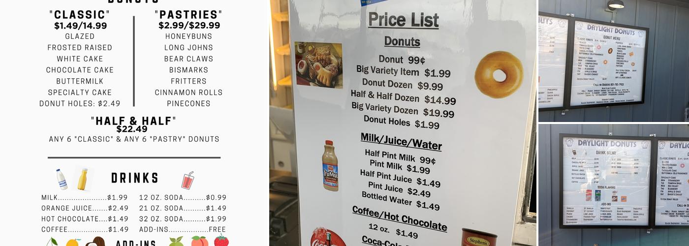 Daylight Donuts Menu