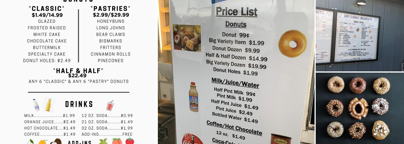 Daylight Donuts Menu