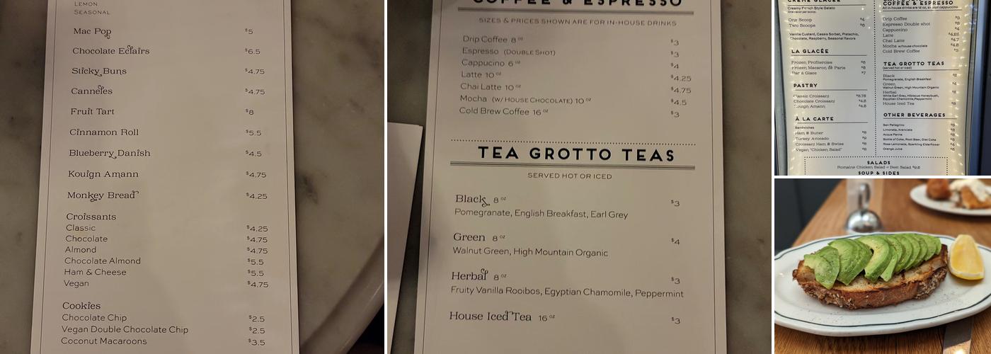 Eva's Bakery Menu