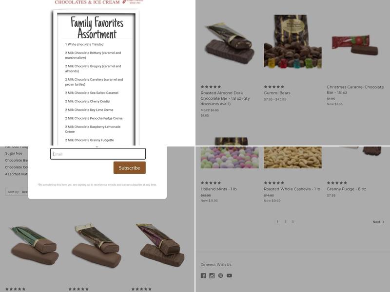 Mrs. Cavanaugh's Chocolates and Ice Cream Menu