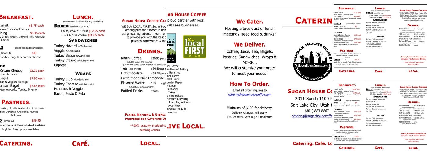 Sugar House Coffee Menu