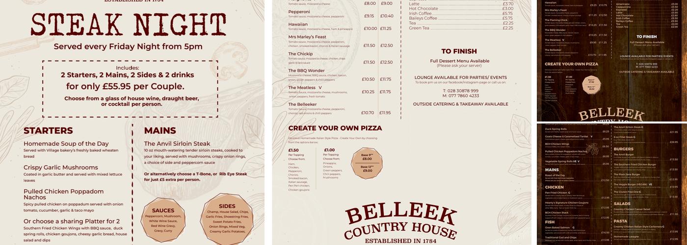 Belleek Country House Menu