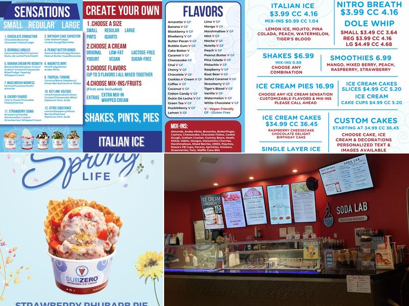 Sub Zero Nitrogen Ice Cream Menu