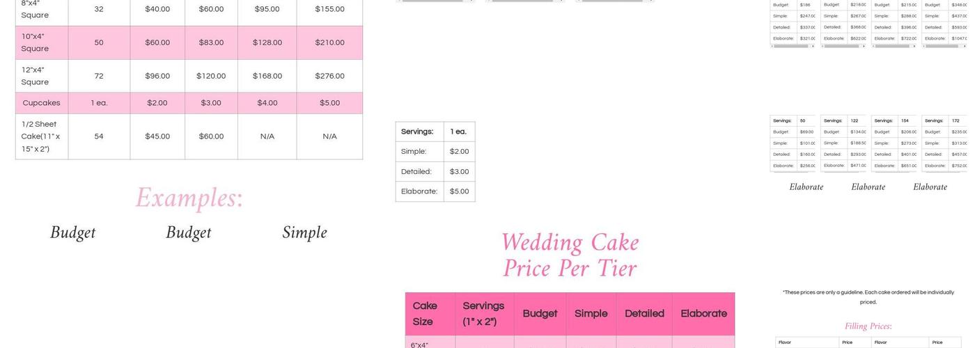 Auntie's Cakery Menu