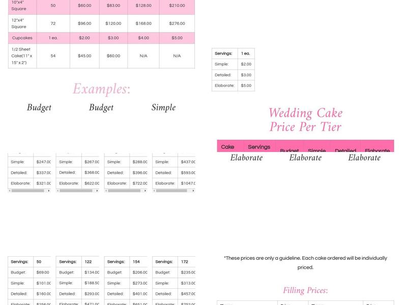 Auntie's Cakery Menu