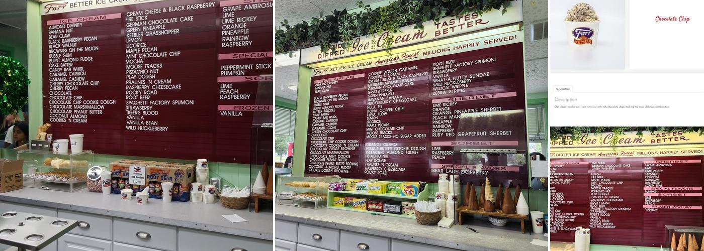 Farr Better Ice Cream Menu