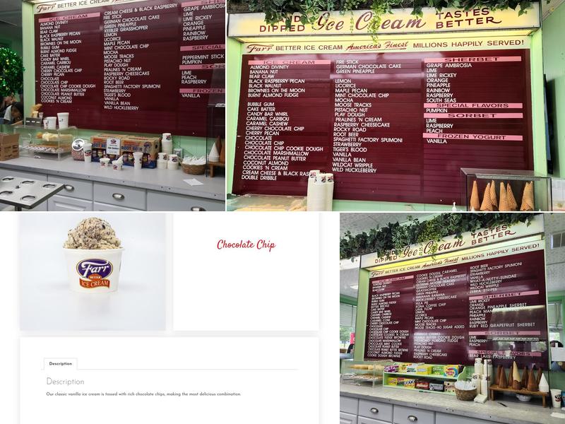 Farr Better Ice Cream Menu