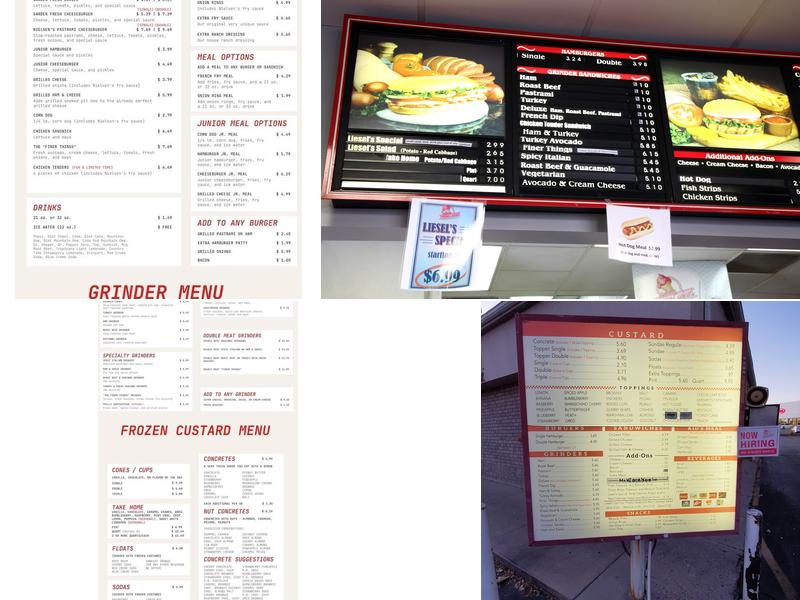 Nielsen's Frozen Custard Menu