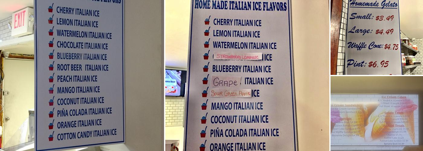 Jimmy's Ice Cream Menu