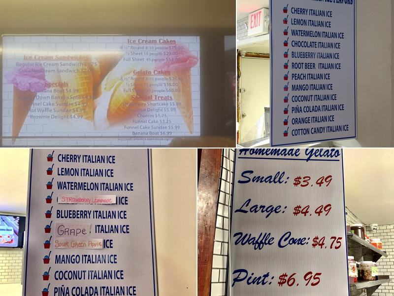 Jimmy's Ice Cream Menu